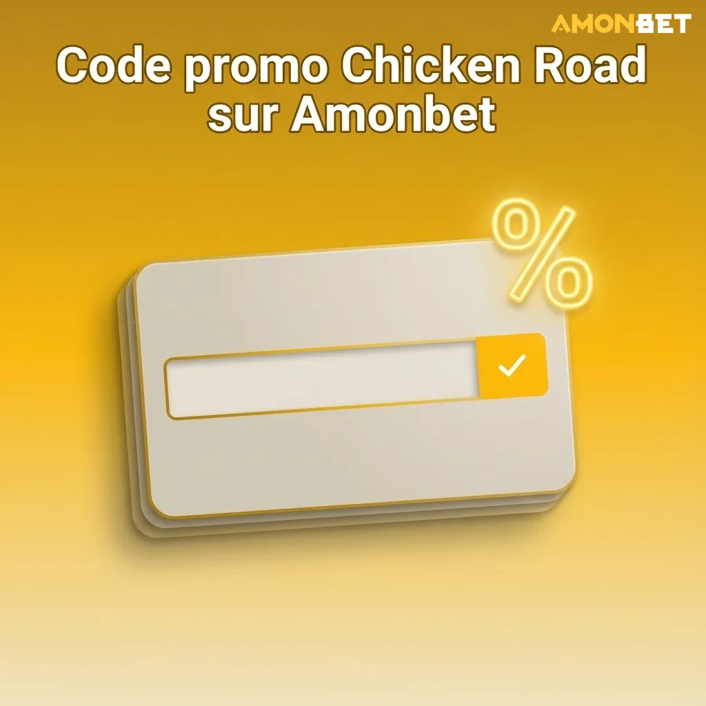 Bannière Amonbet mettant en avant un code promo « CHICKENFR » pour le jeu Chicken Road, avec appel à vérifier les promotions